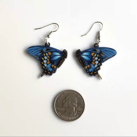 NEW Acrylic Blue Butterfly Earrings - Picture 4 of 7